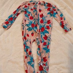 Posh Peanut stawberry footed onesie with zipper 6-9mos